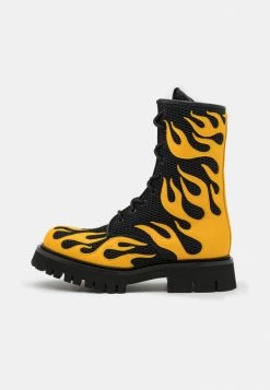 MOSCHINO Lace-up Boots - Black/yellow
