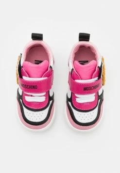 MOSCHINO BOX SOLE LACE STRAP FABRIC TEDDY BEAR PATCH AND LOGO - Trainers - Pink/fuxia/white/black -MOSCHINO SHOP 049c34f781e7436e876a6537f6f127f3