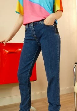 MOSCHINO BONDAGE LACING - Slim Fit Jeans - Blue