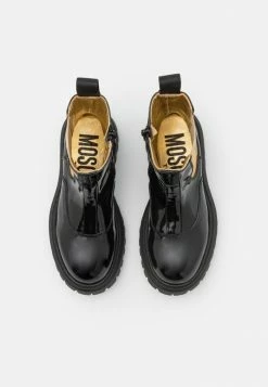MOSCHINO BEATLES ELASTIC BAND LOGO PRINT - Classic Ankle Boots - Black -MOSCHINO SHOP 068e03901c6d453a84fdb0d382641c3d