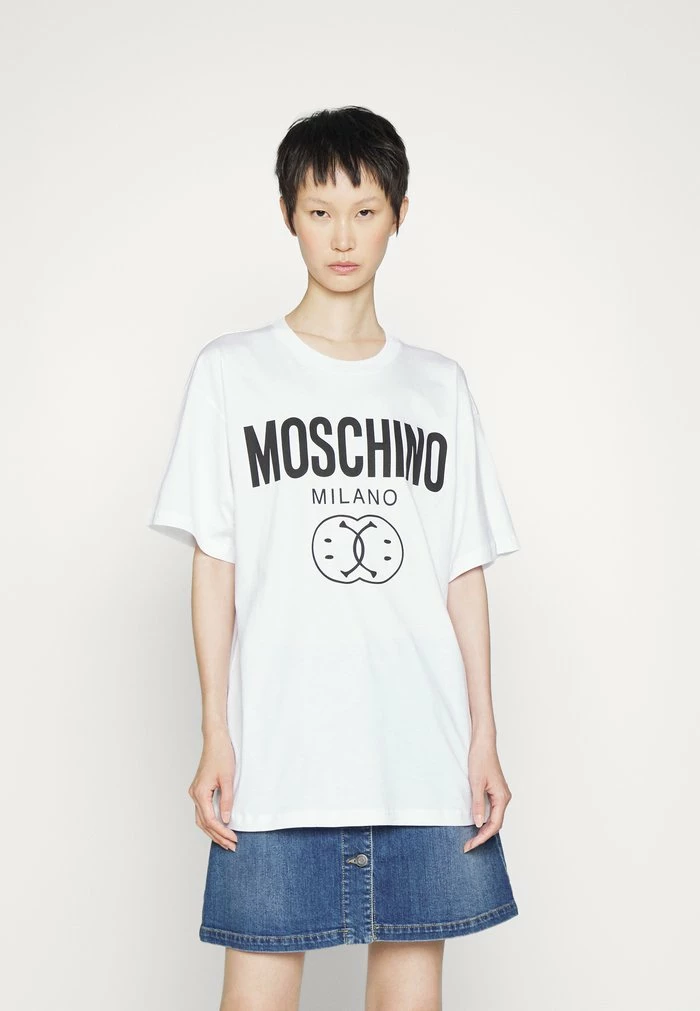 MOSCHINO DOUBLE SMILE - Print T-shirt - Fantasy White 4 MOSCHINO DOUBLE SMILE - Print T-shirt - Fantasy White - Image 4