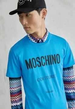 MOSCHINO Print T-shirt - Fantasy Light Blue -MOSCHINO SHOP 0e11b96577914911bb94fa72ca776ce8