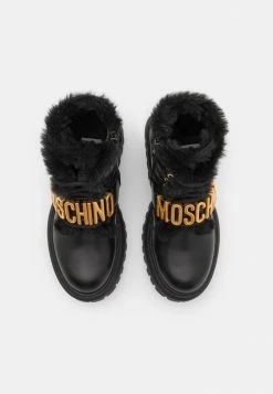 MOSCHINO COMBAT ANKLE BOOTS GALVANIC LETTERING LOGO - Lace-up Ankle Boots - Black -MOSCHINO SHOP 0f4c2ff44f6d4c01b7fa8d25ec2897aa