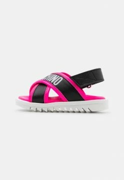 MOSCHINO Sandals - Black/neon Fuxia/white