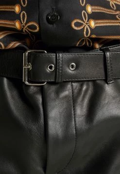 MOSCHINO TROUSERS - Leather Trousers - Black -MOSCHINO SHOP 1c52a6f67449484f97f1f593efa8a1ed