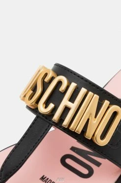 MOSCHINO T-bar Sandals - Black/gold -MOSCHINO SHOP 23d09995ce2f4dfa9e7ff2447fd40a00