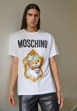 MOSCHINO MIRROR BEAR - Print T-shirt - White