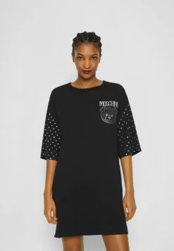 MOSCHINO CRYSTAL TEDDY BEAR - Jersey Dress - Black -MOSCHINO SHOP 29c79f7ec8d047fb9663adb513d44e4c