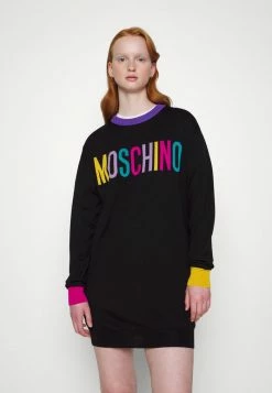 MOSCHINO COLOR BLOCK - Jumper Dress - Black -MOSCHINO SHOP 2b396f442a464f0b9b89314c7193eb56
