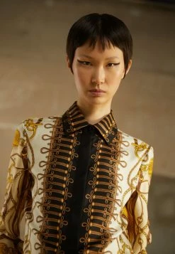 MOSCHINO MILITARY SCARF - Button-down Blouse - Fantasy Ivory -MOSCHINO SHOP 36e4ab1cf0324656b4b98625fde1a464