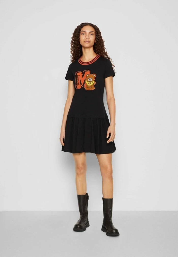 MOSCHINO VARSITY GROUP - Jersey Dress - Black 5 MOSCHINO VARSITY GROUP - Jersey Dress - Black - Image 5