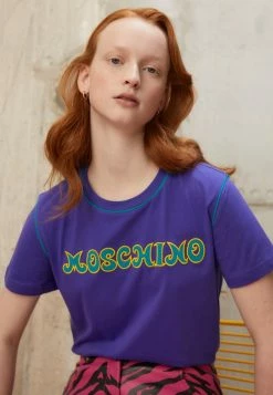 MOSCHINO EMBROIDERED SEASONAL - Print T-shirt - Blue -MOSCHINO SHOP 3c29aefabaec42c8be29c449c916eba6