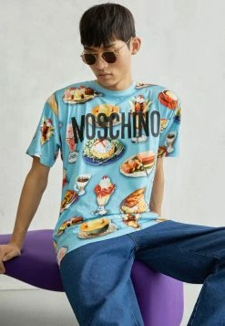 MOSCHINO Print T-shirt - Light Blue -MOSCHINO SHOP 3cd274ae3c984246b1ce125a679c4dc4