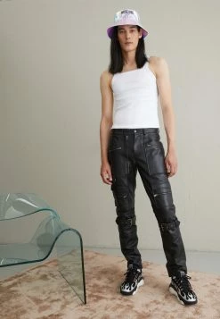 MOSCHINO TROUSERS - Leather Trousers - Black