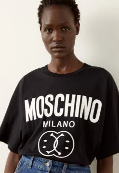 MOSCHINO DOUBLE SMILE - Print T-shirt - Fantasy Black -MOSCHINO SHOP 3e8f931e89d5441f849765917f5b2b52
