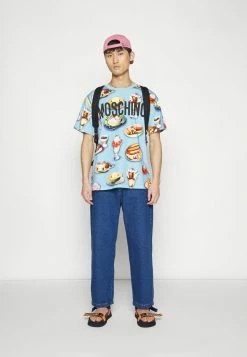 MOSCHINO Print T-shirt - Light Blue -MOSCHINO SHOP 41e64eff13804b95ac2f78e44fd79c6a