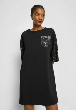 MOSCHINO CRYSTAL TEDDY BEAR - Jersey Dress - Black -MOSCHINO SHOP 43f8cb25022a4f7cad7daae66e050a26