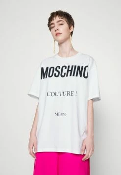 MOSCHINO INSTITUTIONAL LOGOS - Print T-shirt - White -MOSCHINO SHOP 4642a059911c4fbcbdd7299571fe1a5a