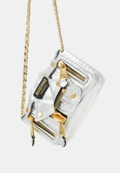 MOSCHINO BIKER BAG SHOULDER BAG - Handbag - Nickel -MOSCHINO SHOP 4be011842a544e4aa38ea4cd0c443d14