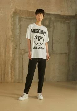 MOSCHINO DOUBLE QUESTION MARK - Print T-shirt - Fantasy White
