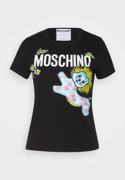 MOSCHINO SATIN ANIMAL PATCHES - Print T-shirt - Black -MOSCHINO SHOP 519f286139d144b1b8cda672e54cd769