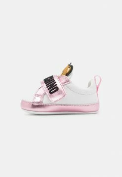 MOSCHINO NEWBORN STRAP TEDDY AND EMBROIDERED - First Shoes - White/pink