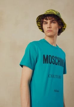 MOSCHINO Print T-shirt - Turquoise -MOSCHINO SHOP 5a7d7fadc03743678d100eaa9a2d087e