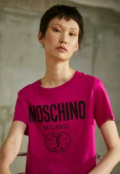 MOSCHINO DOUBLE SMILE - Print T-shirt - Fuchsia -MOSCHINO SHOP 5dc17a90744a492a86caaabf8a46367e