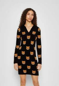 MOSCHINO INTARSIA TEDDY BEAR - Jumper Dress - Black -MOSCHINO SHOP 61ff35f14975494eba0774cf7c0b7a19