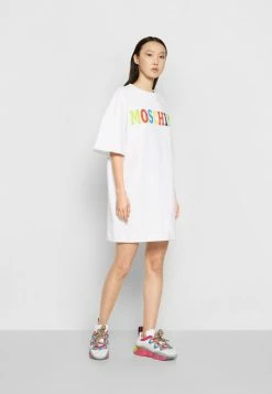 MOSCHINO LOGO - Jersey Dress - White -MOSCHINO SHOP 682bf95c785d425ba94e0c8f6a2553fb