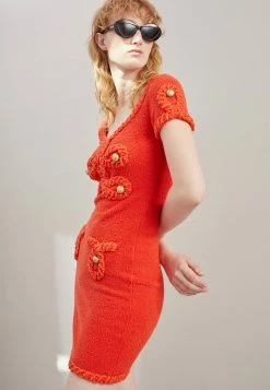 MOSCHINO MILITARY DETAILS - Shift Dress - Orange