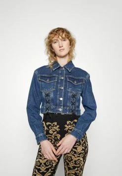 MOSCHINO BONDAGE LACING - Denim Jacket - Blue -MOSCHINO SHOP 70d97a4db32a40fc86d58310466a019e