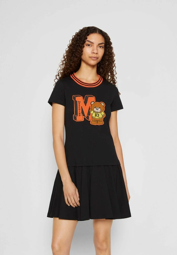 MOSCHINO VARSITY GROUP - Jersey Dress - Black 3 MOSCHINO VARSITY GROUP - Jersey Dress - Black - Image 3