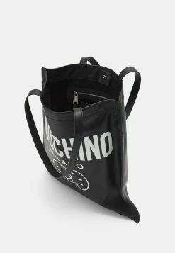 MOSCHINO DOUBLE SMILE LOGO UNISEX - Tote Bag - Black -MOSCHINO SHOP 7d95eb61dded47c584a50a2b354e7ad7