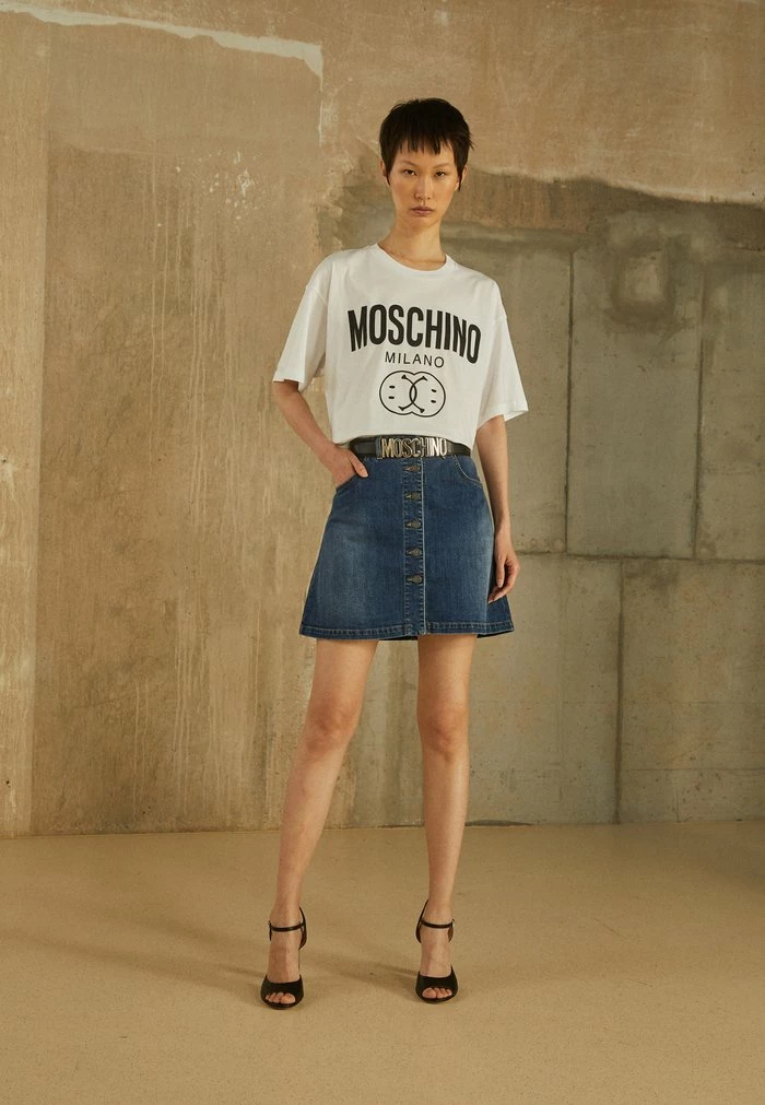 MOSCHINO DOUBLE SMILE - Print T-shirt - Fantasy White 1 MOSCHINO DOUBLE SMILE - Print T-shirt - Fantasy White
