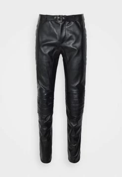 MOSCHINO TROUSERS - Leather Trousers - Black -MOSCHINO SHOP 852c842059604d118ea1b564080dcc72