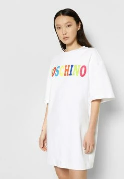 MOSCHINO LOGO - Jersey Dress - White -MOSCHINO SHOP 88b26ff1814a4f4aaf961133057ee822
