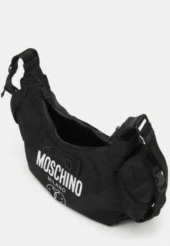MOSCHINO DOUBLE SMILE LOGO UNISEX - Across Body Bag - Black -MOSCHINO SHOP 8943f7afd22843f99c9a073c82802eac