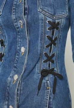 MOSCHINO BONDAGE LACING - Denim Dress - Blue -MOSCHINO SHOP 8e121f990b454a09b6e0b8410c10dce3