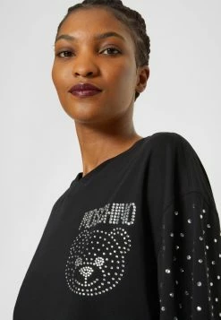 MOSCHINO CRYSTAL TEDDY BEAR - Jersey Dress - Black -MOSCHINO SHOP 8fa2492c558c46fd94e756088b1303f9