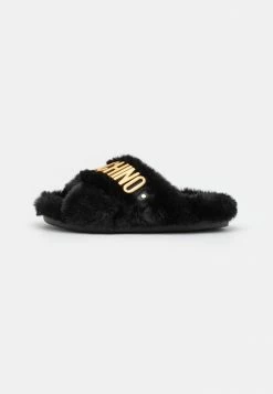 MOSCHINO FUSBET CROSS GALVANIC LETTERING LOGO - Slippers - Black