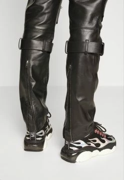 MOSCHINO TROUSERS - Leather Trousers - Black -MOSCHINO SHOP 9ee372ad785a44e387373de56da85b8d