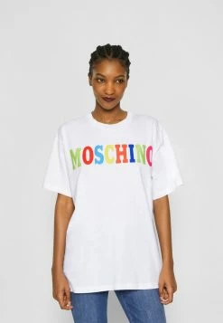 MOSCHINO LOGO - Print T-shirt - White -MOSCHINO SHOP a4650d56bd1d4f39b727ae0acf28c186