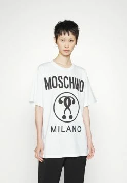 MOSCHINO DOUBLE QUESTION MARK - Print T-shirt - Fantasy White -MOSCHINO SHOP a4e9caca02f04016971ef640c6915214
