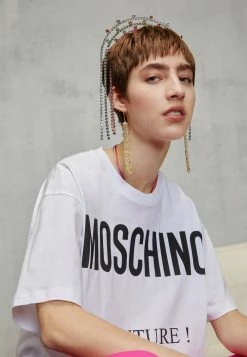 MOSCHINO INSTITUTIONAL LOGOS - Print T-shirt - White -MOSCHINO SHOP aa59f45aa9ea48c7b590b5756df4d472