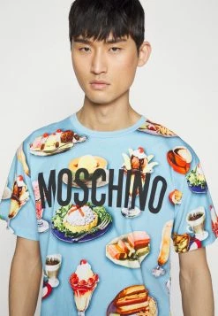MOSCHINO Print T-shirt - Light Blue -MOSCHINO SHOP aa84853771cd4fb28c5f03e44abe2abe
