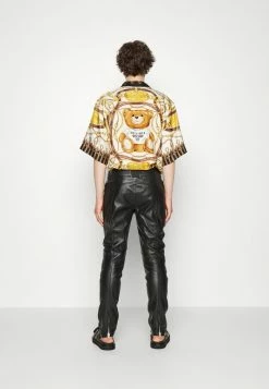 MOSCHINO TROUSERS - Leather Trousers - Black -MOSCHINO SHOP aad29a1abba446faa17787ad594f3d0e