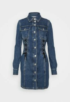 MOSCHINO BONDAGE LACING - Denim Dress - Blue -MOSCHINO SHOP acb0859ed79644609802fec9f4256c4a