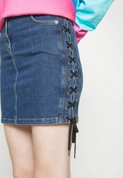 MOSCHINO BONDAGE LACING - Mini Skirt - Blue -MOSCHINO SHOP b3c5a2833d88478a93fe2a5c976cf8ad