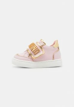 MOSCHINO BOX SOLE STRAP LETTERING LOGO - Baby Shoes - Pink/gold